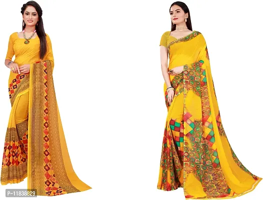 Beautiful Georgette Saree with Blouse Piece Pack Of 2-thumb0