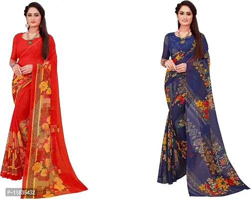 Beautiful Georgette Saree with Blouse Piece Pack Of 2-thumb0