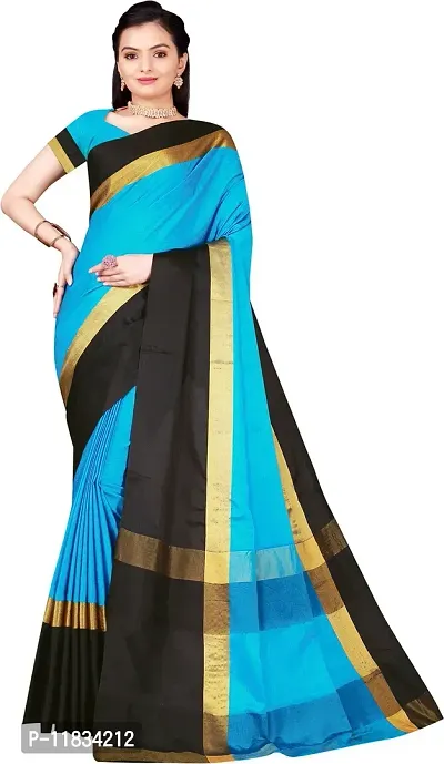 Beautiful Cotton Silk Saree with Blouse Piece-thumb0