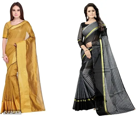 Beautiful Cotton Silk Saree With Blouse Piece Pack Of 2-thumb0