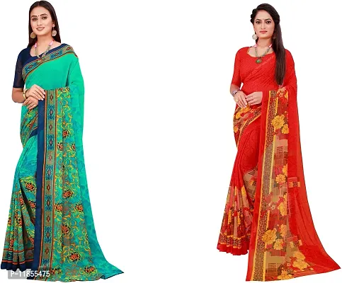 Beautiful Georgette Saree With Blouse Piece Pack Of 2