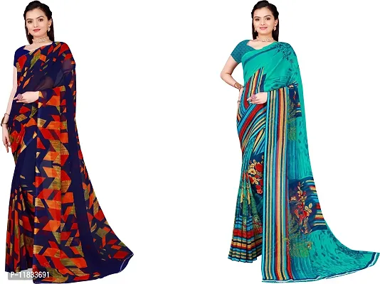 Beautiful Georgette Saree with Blouse Piece Pack Of 2