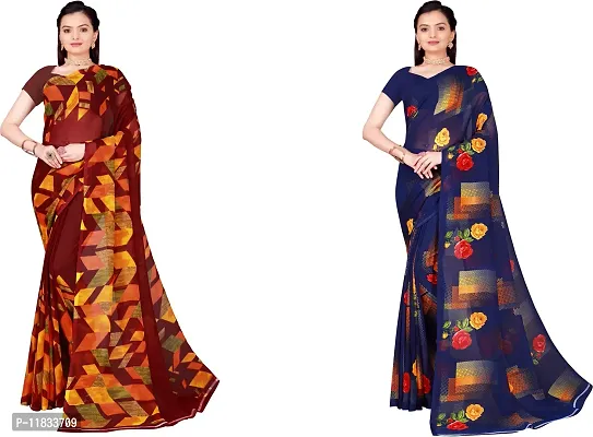 Beautiful Georgette Saree with Blouse Piece Pack Of 2-thumb0