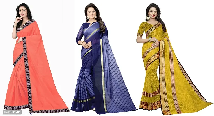 Beautiful Art Silk Saree With Blouse Piece Pack Of 3