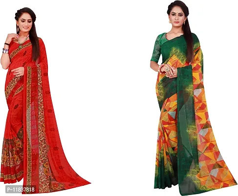 Beautiful Georgette Saree with Blouse Piece Pack Of 2