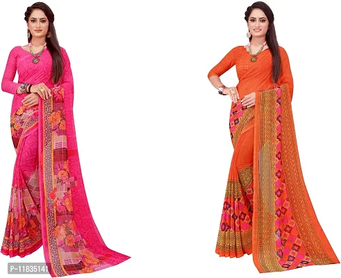 Beautiful Georgette Saree with Blouse Piece Pack Of 2-thumb0