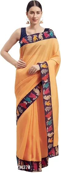 Beautiful Silk Blend Saree with Blouse Piece-thumb0