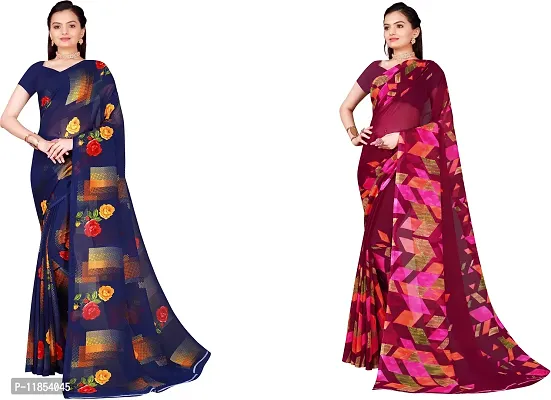 Beautiful Georgette Saree With Blouse Piece Pack Of 2-thumb0