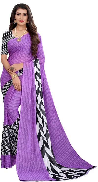 Dailywear Georgette Printed Sarees With Blouse Piece