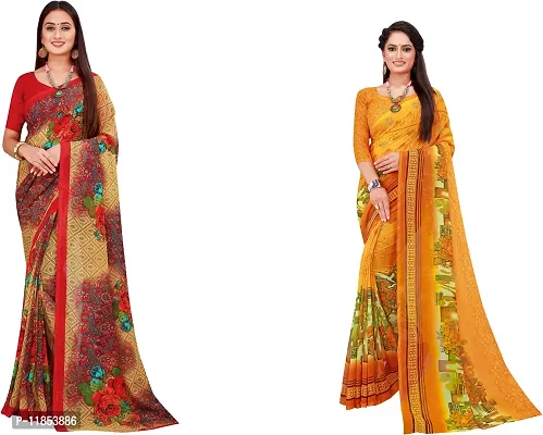 Beautiful Georgette Saree With Blouse Piece Pack Of 2-thumb0