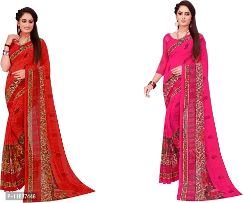 Beautiful Georgette Saree with Blouse Piece Pack Of 2