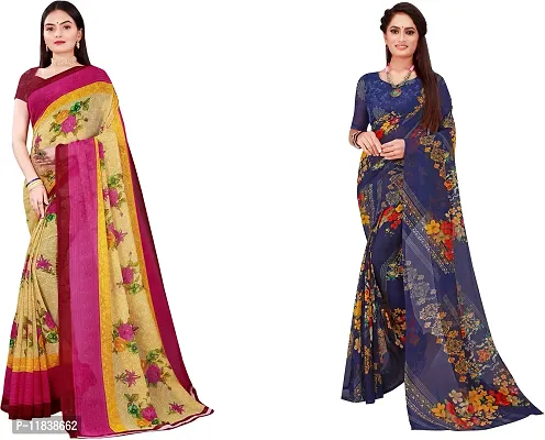 Beautiful Georgette Saree with Blouse Piece Pack Of 2