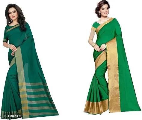 Beautiful Cotton Silk Saree With Blouse Piece Pack Of 2