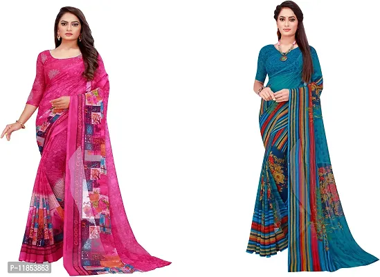 Beautiful Georgette Saree With Blouse Piece Pack Of 2