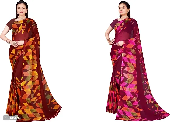 Beautiful Georgette Saree With Blouse Piece Pack Of 2-thumb0