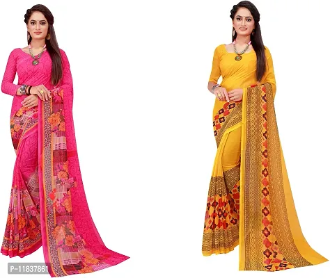 Beautiful Georgette Saree with Blouse Piece Pack Of 2-thumb0