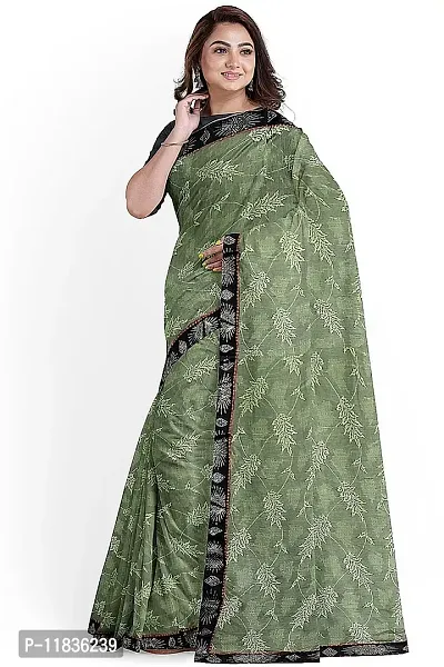 Beautiful Lycra Saree with Blouse Piece-thumb0