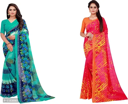 Beautiful Georgette Saree with Blouse Piece Pack Of 2