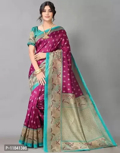 Beautiful Art Silk Saree with Blouse piece-thumb0