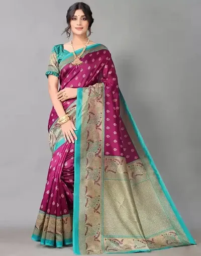 Spacekart - Women's Girls Silk Saree with Unstitched Blouse Piece