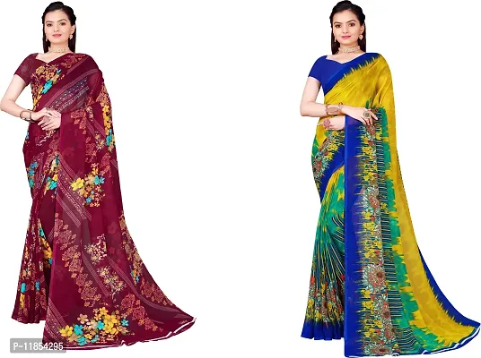 Beautiful Georgette Saree With Blouse Piece Pack Of 2