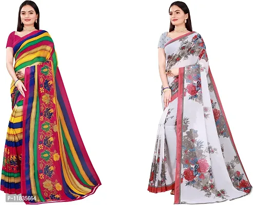 Beautiful Georgette Saree with Blouse Piece Pack Of 2