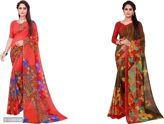 Beautiful Georgette Saree With Blouse Piece Pack Of 2