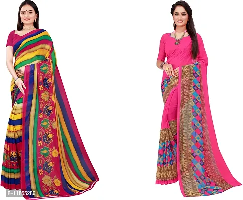 Beautiful Georgette Saree With Blouse Piece Pack Of 2