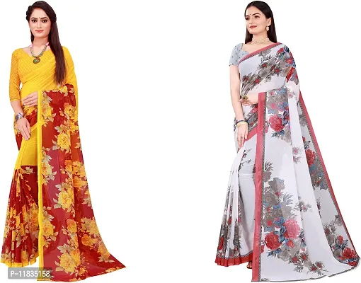 Beautiful Georgette Saree with Blouse Piece Pack Of 2-thumb0