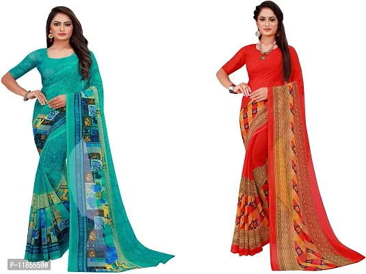 Beautiful Georgette Saree With Blouse Piece Pack Of 2-thumb0