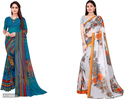 Beautiful Georgette Saree With Blouse Piece Pack Of 2-thumb0