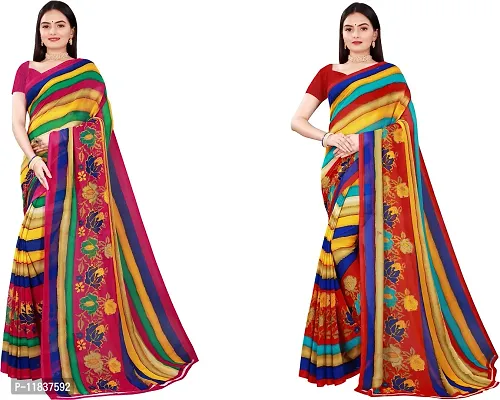 Beautiful Georgette Saree with Blouse Piece Pack Of 2