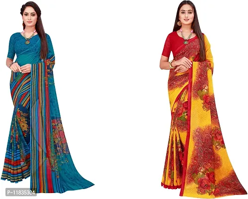 Beautiful Georgette Saree with Blouse Piece Pack Of 2