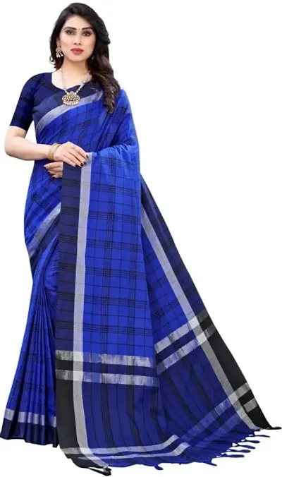 Classic Blend Checked Saree with Blouse piece