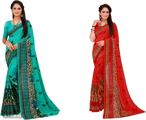 Beautiful Georgette Saree with Blouse Piece Pack Of 2-thumb0