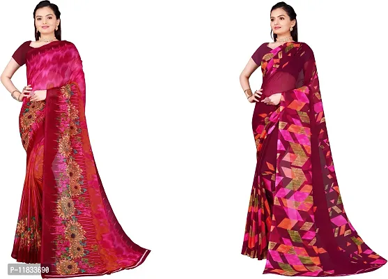 Beautiful Georgette Saree with Blouse Piece Pack Of 2-thumb0