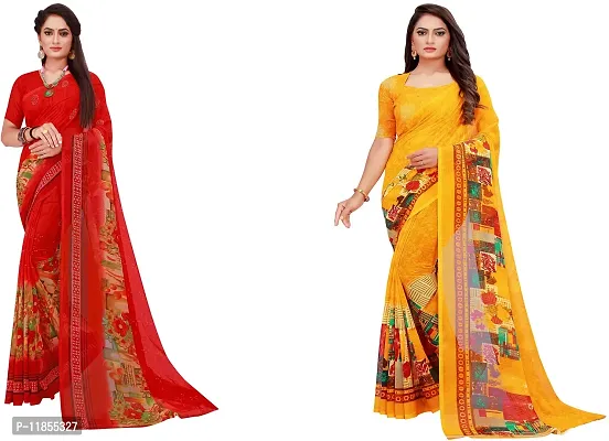 Beautiful Georgette Saree With Blouse Piece Pack Of 2-thumb0