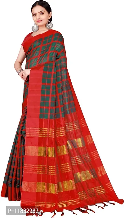 Beautiful Cotton Silk Saree with Blouse Piece-thumb2