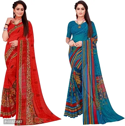 Beautiful Georgette Saree with Blouse Piece Pack Of 2-thumb0