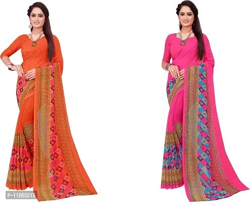 Beautiful Georgette Saree With Blouse Piece Pack Of 2