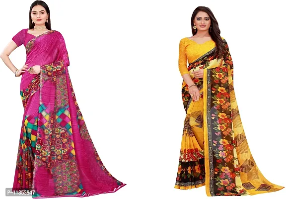 Beautiful Georgette Saree With Blouse Piece Pack Of 2