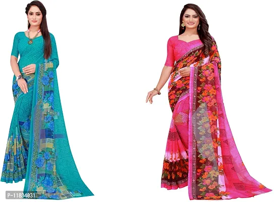 Beautiful Georgette Saree with Blouse Piece Pack Of 2-thumb0