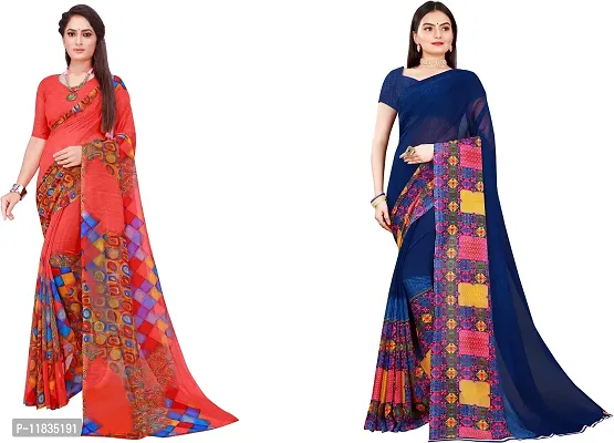 Beautiful Georgette Saree with Blouse Piece Pack Of 2