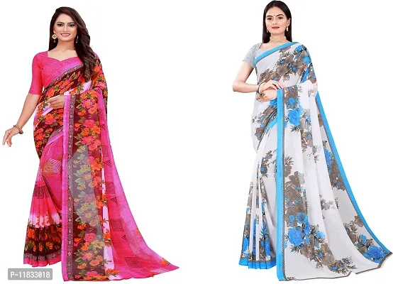 Beautiful Georgette Saree with Blouse Piece Pack Of 2-thumb0