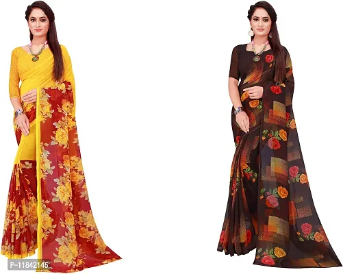 Beautiful Georgette Saree With Blouse Piece Pack Of 2