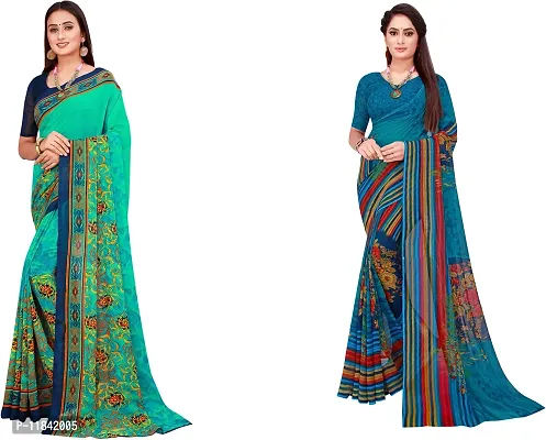 Beautiful Georgette Saree With Blouse Piece Pack Of 2-thumb0