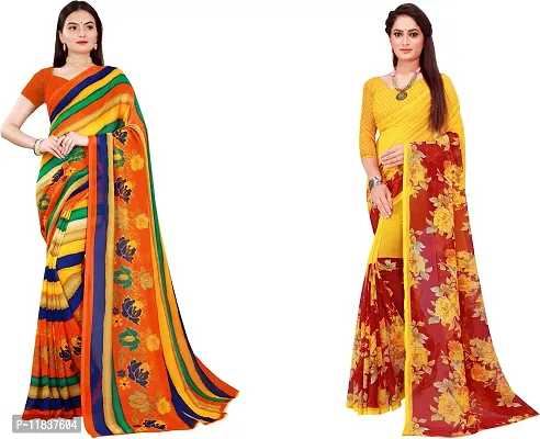 Beautiful Georgette Saree with Blouse Piece Pack Of 2-thumb0