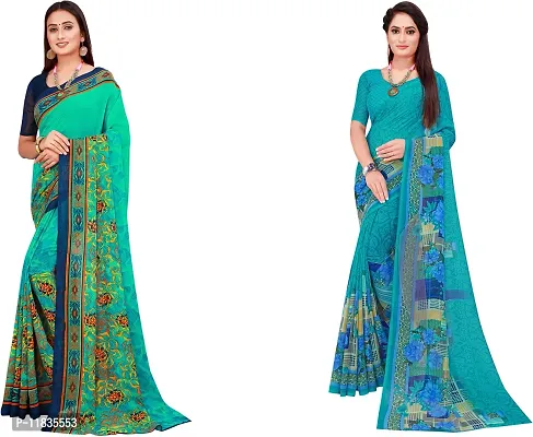 Beautiful Georgette Saree with Blouse Piece Pack Of 2-thumb0