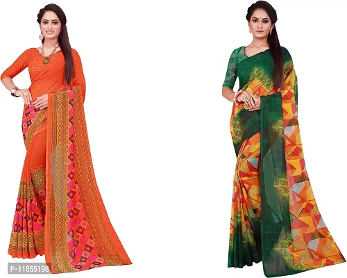 Beautiful Georgette Saree With Blouse Piece Pack Of 2