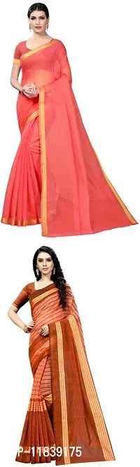 Beautiful Art Silk Saree With Blouse Piece Pack Of 2